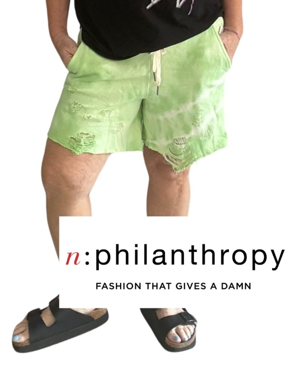 NWT Sweat Tie Dye n:philanthropy Neon Green Shorts sz M